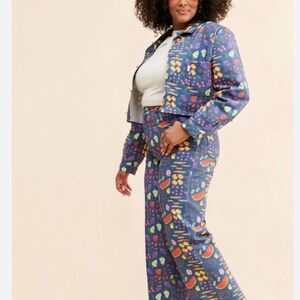 Nuuly Says Gah Blue Wide Leg Farmers’ Market Pants